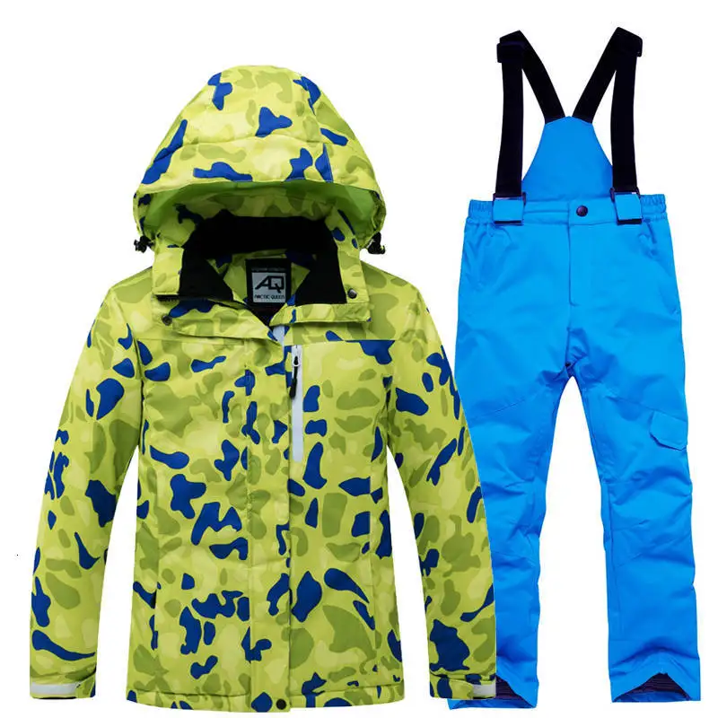 Children's Snow Suit sets Snowboarding wear waterproof Winter outdoor sports Ski Jacket and bibs snow pant for Boy's and girl's