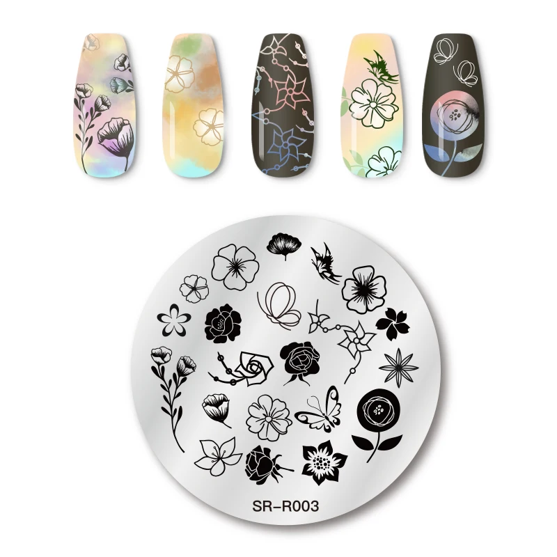Пластины для штамповки ногтей с четырьмя лилилиями натуральный цветок растения
