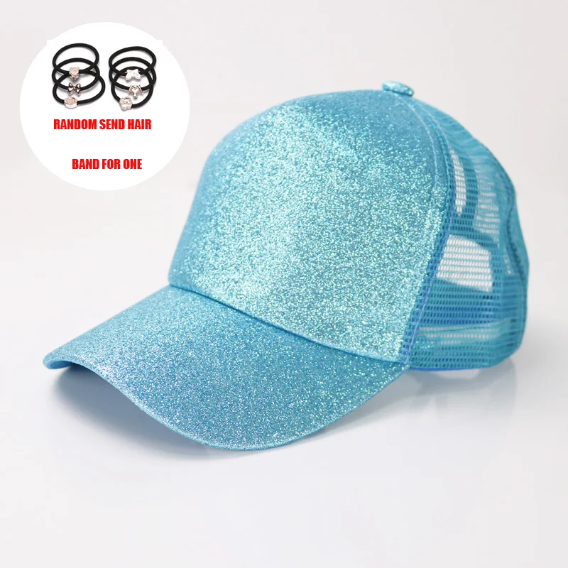 Женская бейсбольная кепка Ponytail Messy Bun Snapback, летние сетчатые шляпы, Повседневная Спортивная Кепка с блестками, Прямая, шапка, уличная одежда шляпа - Цвет: A-4
