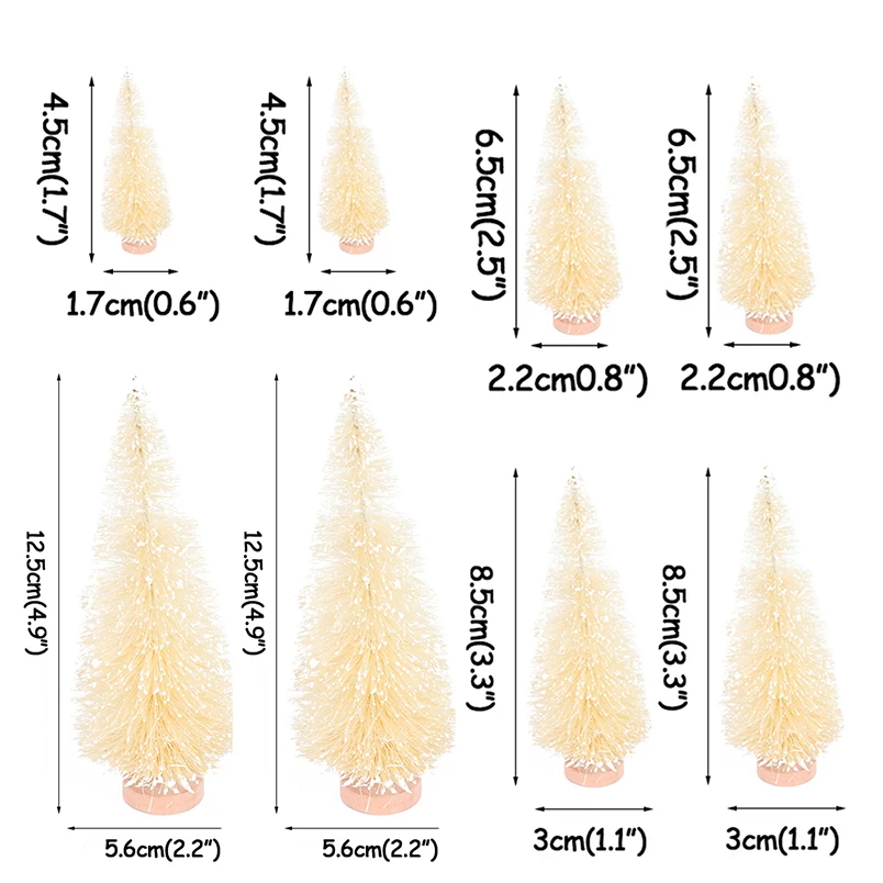 8 шт. Мини DIY Рождественская елка искусственная сосна елка рождественский Настольный Декор Санта, снег, мороз деревенский дом Рождественское украшение для дома - Цвет: White