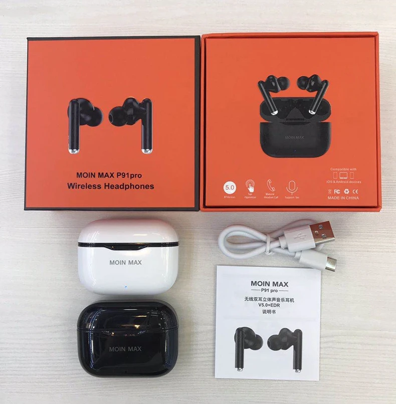 P91 наушники вкладыши tws с pro bluetooth беспроводные микрофоном зарядки чехол синий зуб