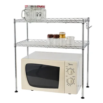 

2 Tier Plating Microwave Oven Rack Storage Shelf Kitchen Rack Storage Cart