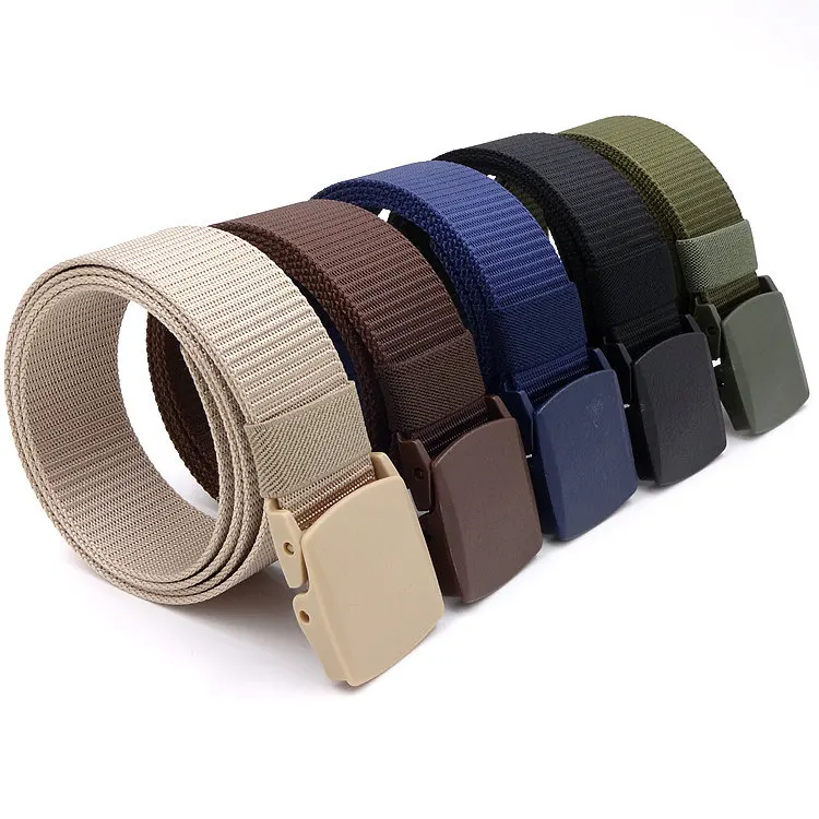 New Canvas Military Training Belt Men's Women's Automatic Smooth Buckle Belts Outdoor Tactical Nylon Leisure Belt Cintos