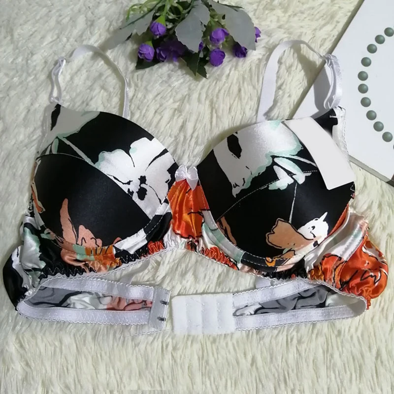 Женский бюстгальтер стальной поддержки мягкие цветочные Bralettes Спагетти ремень Мода Урожай Плюс Размер плотная повязка