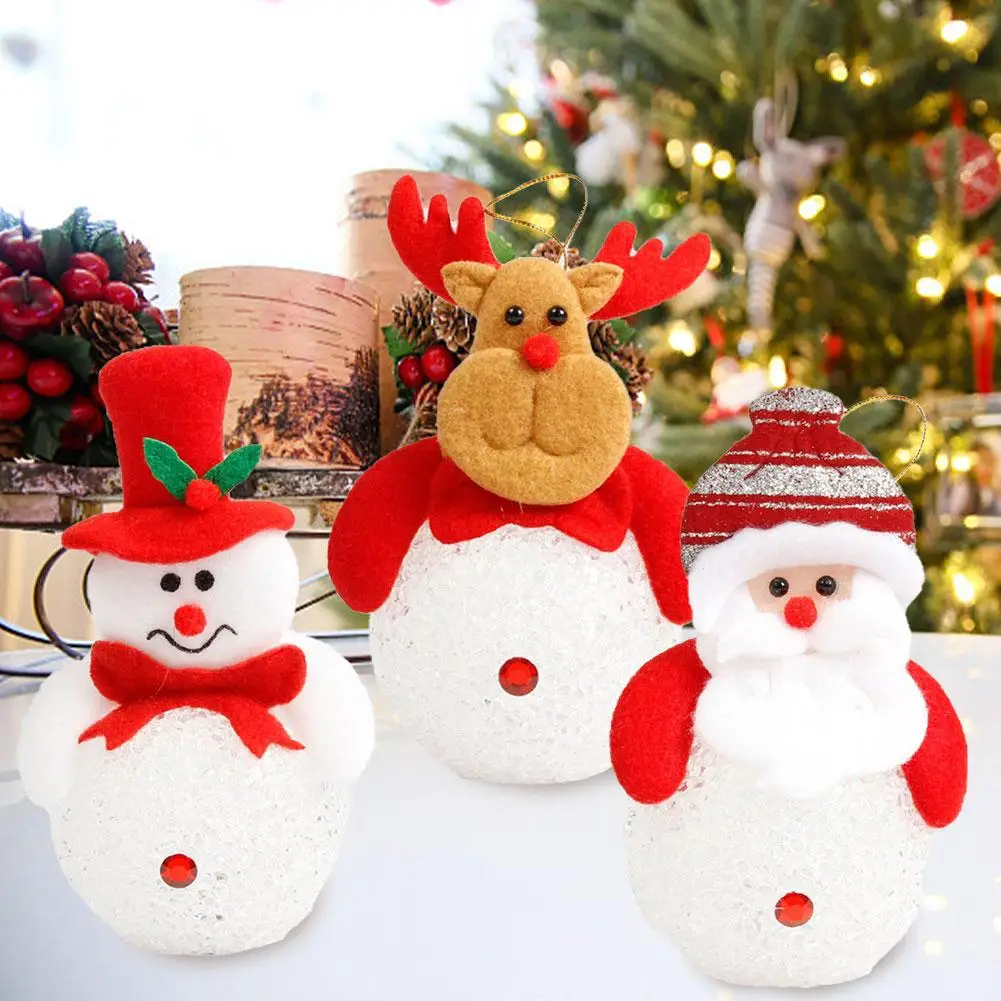 Милые рождественские украшения, подарок, снеговик, Санта-Клаус, олень, медведь, декоративный светильник, Рождество, Новый Год, домашний