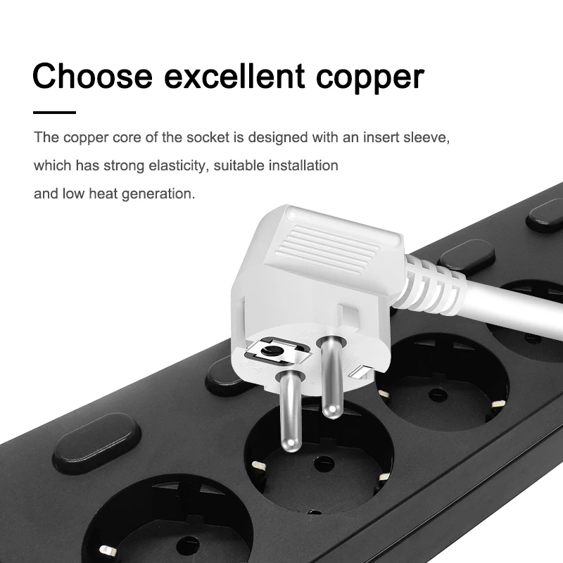 Plugue de Extensão ue para Proteção contra Surtos de Energia Elétrica com 5 Usb e Controle de Interruptor Plugue Entradas Independente - Image 6