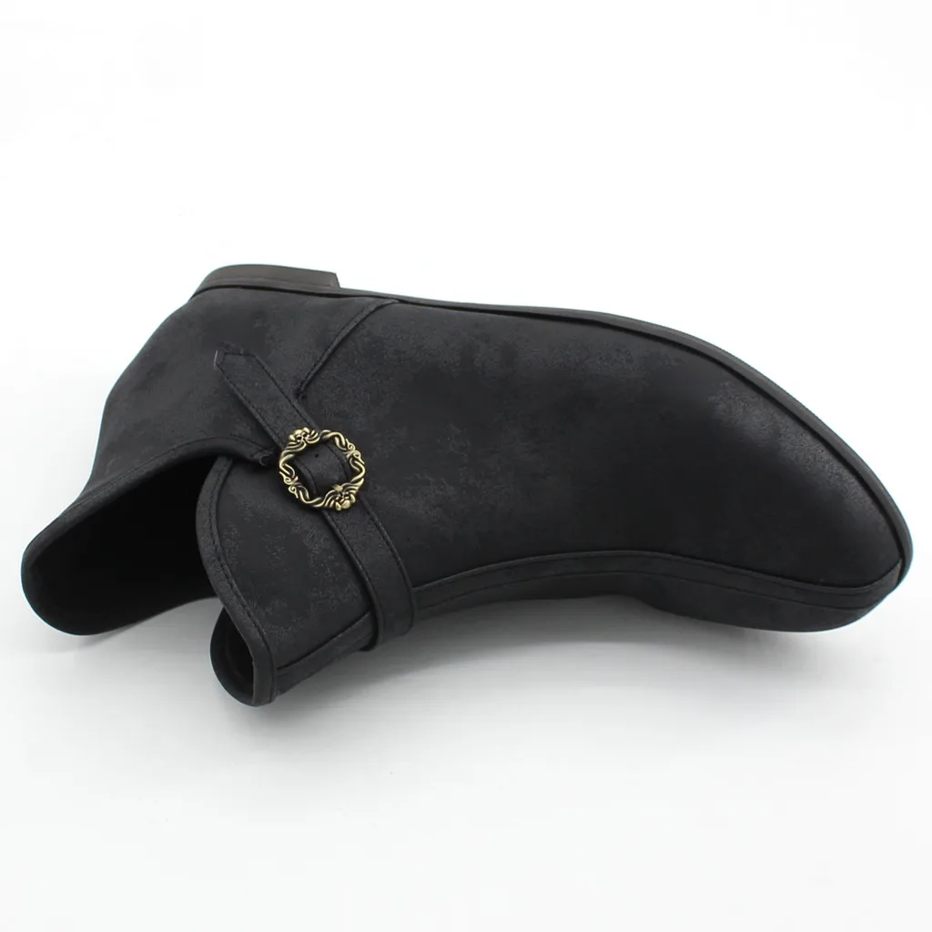 Мужские зимние защитные ботинки для отдыха; однотонные ботинки с ремешком и пряжкой; слипоны с круглым носком; обувь на квадратном каблуке