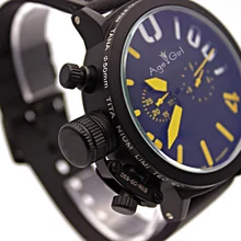 Роскошные брендовые новые мужские спортивные черные резиновые классические U круглые автоматические механические наручные часы с левым крюком большие 50 мм Мужские часы