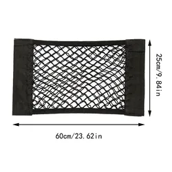 Enhanced Automotive Trunk Storage Mesh Organizer with Elastic Velcro Pockets (25x60cm)