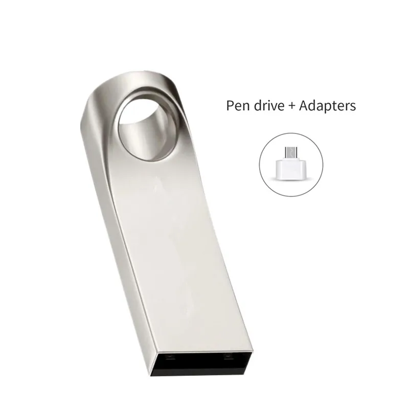 Silver USB флеш-накопитель 64 ГБ U диск 2,0 Подарочный металлический брелок для ключей PC флеш-накопитель 16 ГБ 4 ГБ 8 ГБ Флешка 32 Гб USB память 128 ГБ - Цвет: Silver
