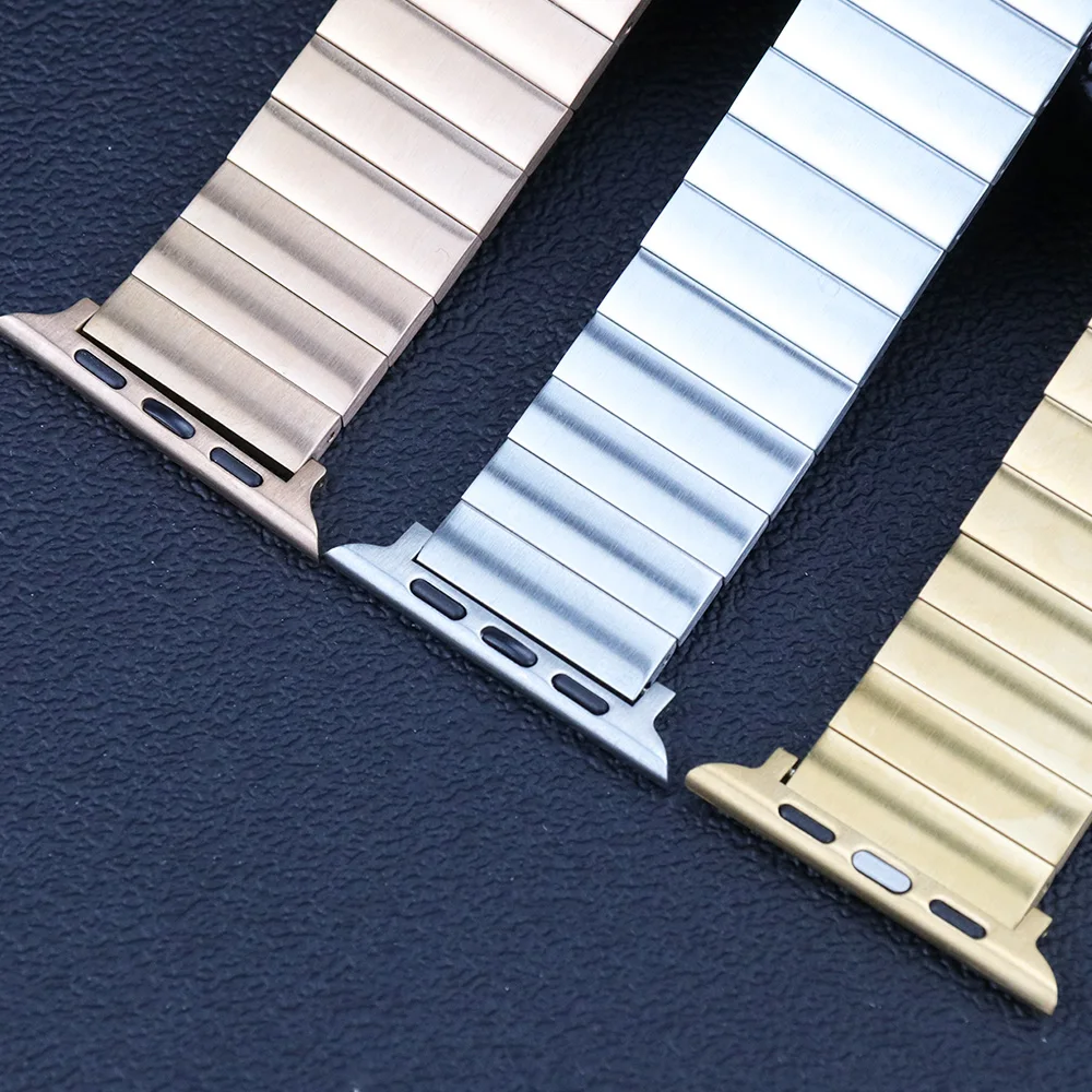 Greatest Quality solid Watchband For Apple watch band Butterfly buckle 38 40 41mm 42 44 45 mm Stainless steel Watch Strap
