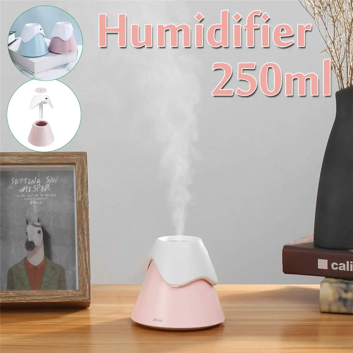

Car Electric Air Diffuser Humidifier 250ml Portable Mini Snow Mountain Shape USB Office Home Low Noise Bedroom Car Appliances