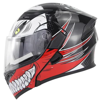 

Full-face Retro DOT Ventilate Motorcycle Helmet streamline design Soman SM-X5 Flip up Dual Visors Motorbike Helmets