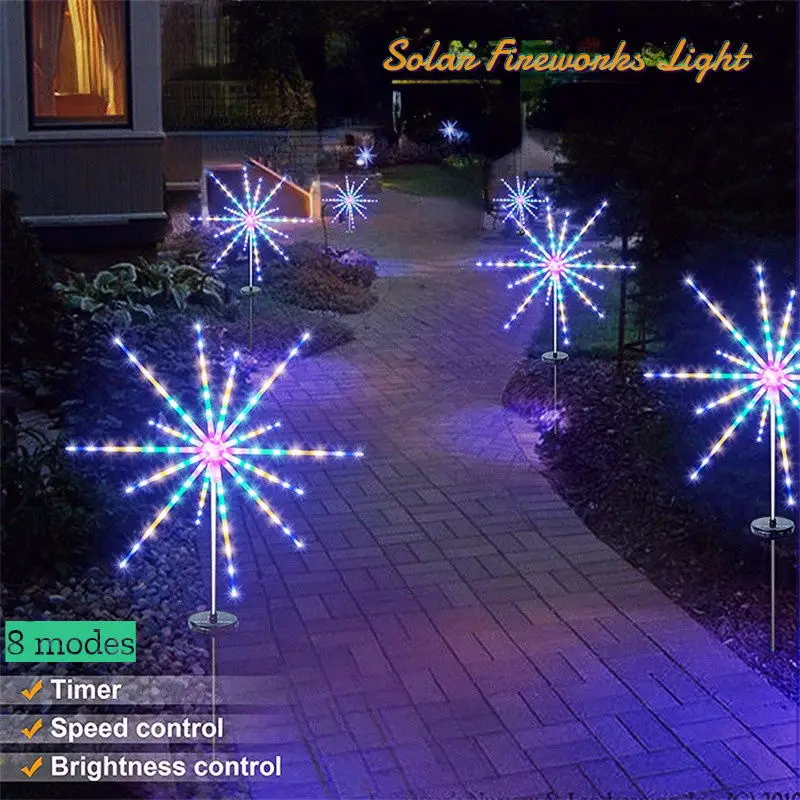 LED Solar Fireworks Light Outdoor Meteor Horse Lamp Garland IP65 Waterproof String Lights Garden Lawn Street Decor Christmas | Освещение