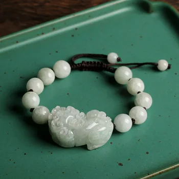 

Natural Jade Handmade Bracelet Men and Women Jade Bracelet 10mm Beads Jewelry