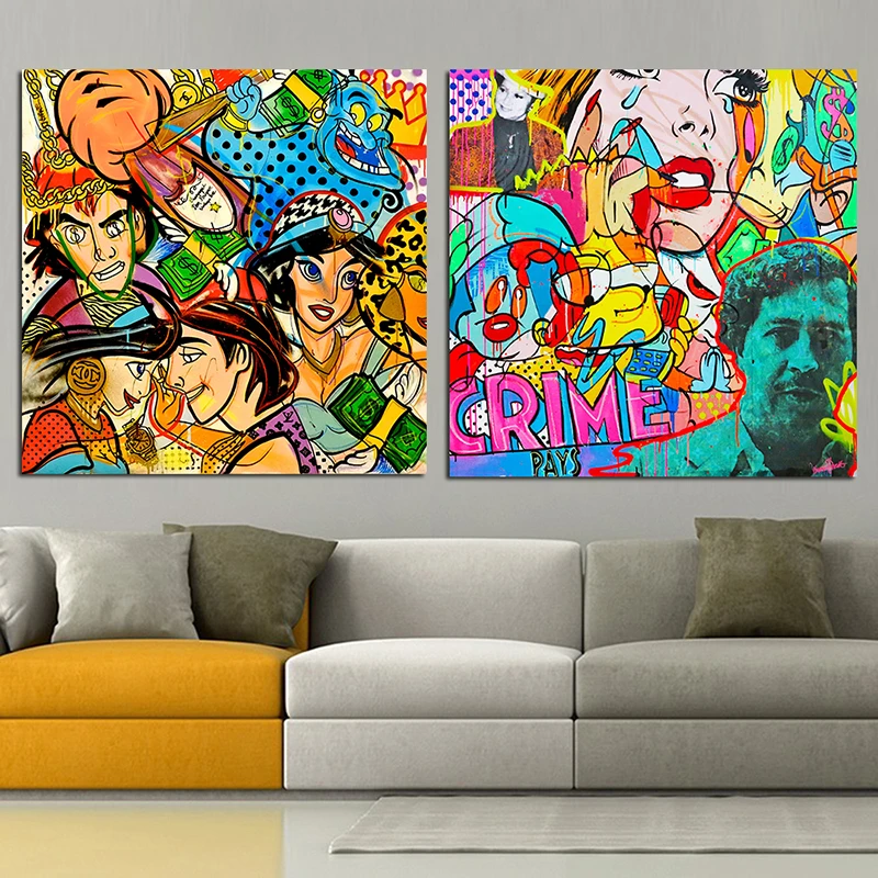 Kartun Graffiti Angka Kanvas Lukisan Dekorasi Rumah Untuk Poster Dan Cetakan Dekoratif Gambar Karya Seni Dekorasi Dinding Untuk Ruang Tamu Painting Calligraphy Aliexpress