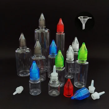 

100pcs 3ml 5ml 10ml 15ml 20ml 30ml 50ml 100ml PET Plastic Dropper Bottle With Colorful Crystal Cap for E juice Nail Gel+funnel