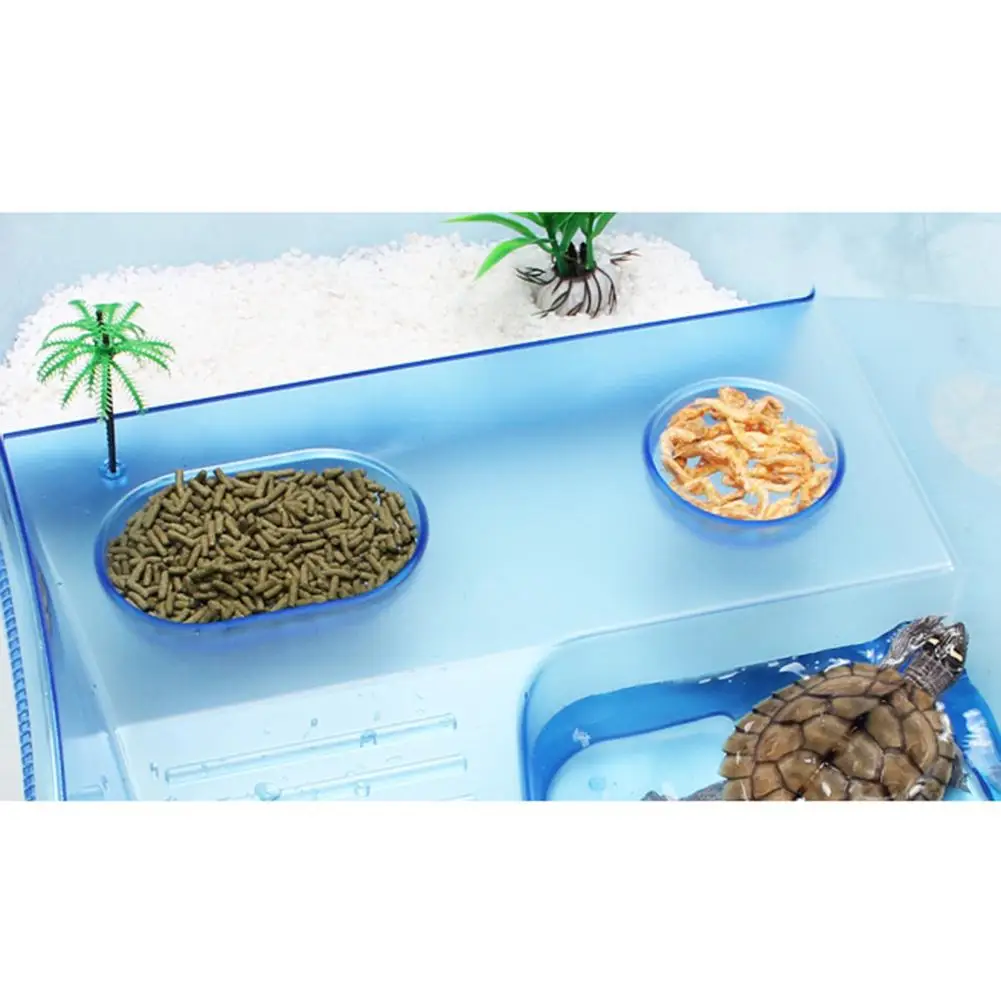 Pet Reptile Turtle Tortoise Vivarium Box Plastic Aquarium Tank With Basking Ramp Drying Platform Reptile Breeding Cage