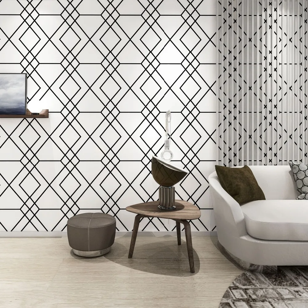 Geometric Walltalk Wall Papers Nordic Grey Grid Pattern Wallpaper Strip For Living Room Bedroom Walls Pvc Wall Decoration find note grey grid блокнот