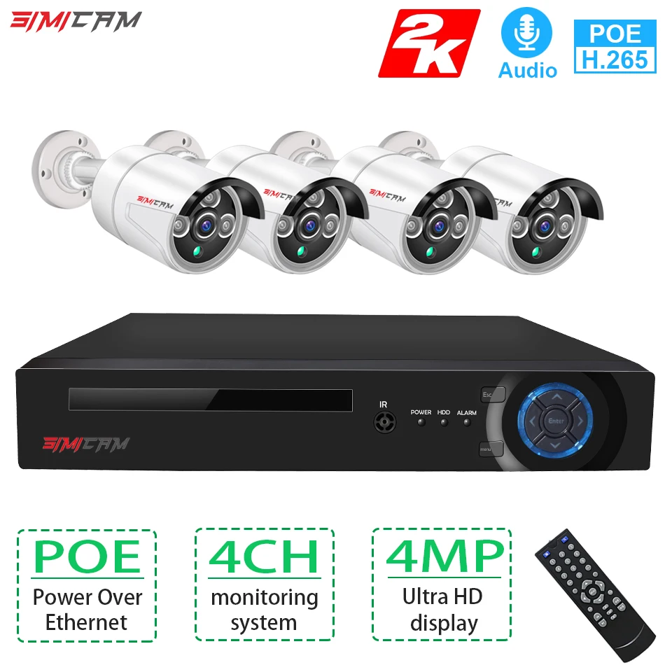 Система охранной камеры видеонаблюдения 4MP2K POE IP HD ночное видение 8chanel NVR видеорегистратор ТВ оборудование для мониторинга|Система наблюдения| - AliExpress