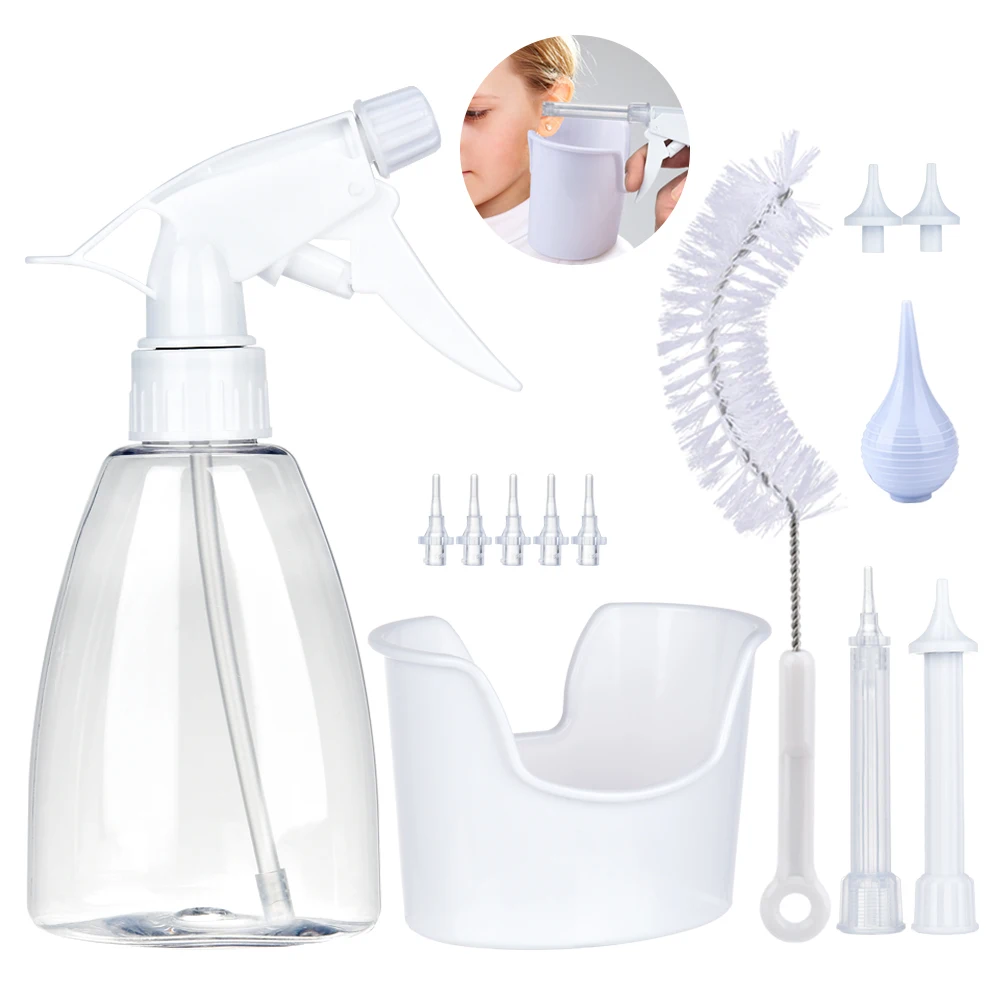 Ear Irrigation Cleaning Kit Ear Wax Removal Kit 300ML Ear Washing Syringe Squeeze Bulb Earwax Remover for Adults Kids Ear Care