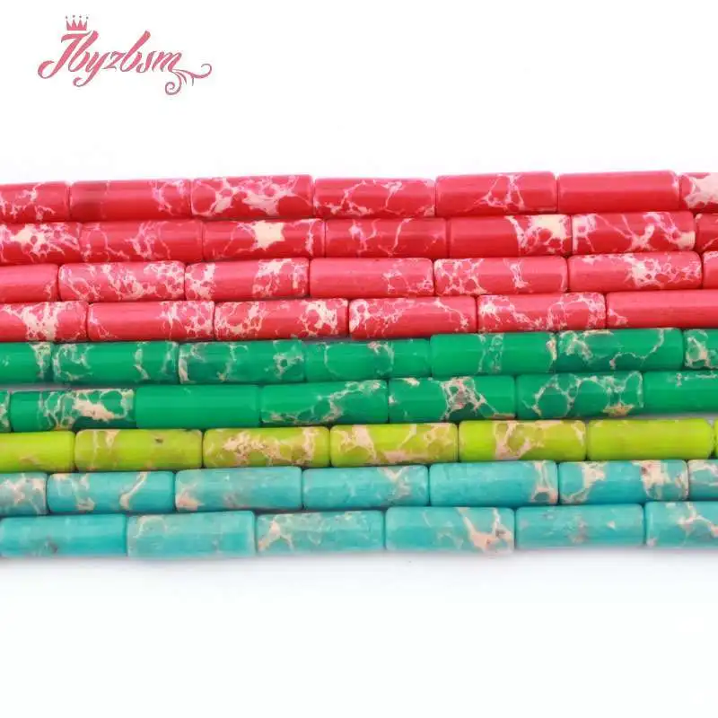 

4x12mm Natural Sea Sediment Column Shape Smooth Loose Specer Stone Beads For DIY Jewelry Making Necklace Bracelet Strand 15"