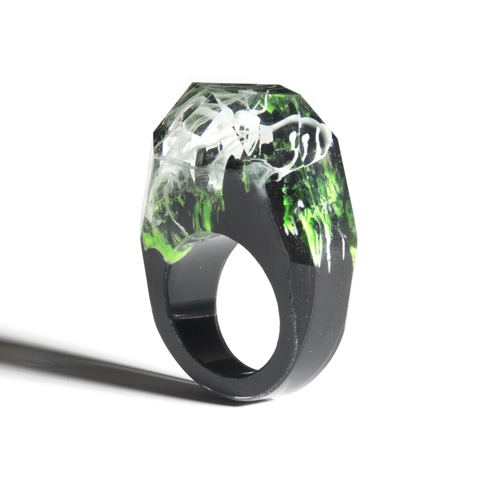 Новое волшебное деревянное кольцо из эпоксидной смолы для женщин, деревянное кольцо с цветами, ювелирное изделие, модное прямоугольное деревянное кольцо с натуральным ландшафтом, подарки