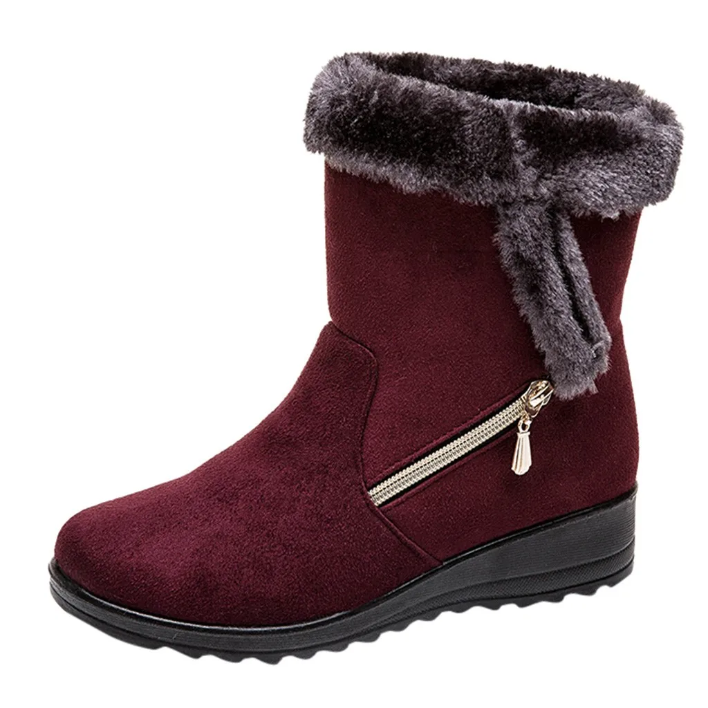 

SAGACE Snow Boots Women Winter Warm Fur Ladies Zip Platform Suede Wedge Fashion Ankle Boot Female Comfort Fashion Shoe Plus Size