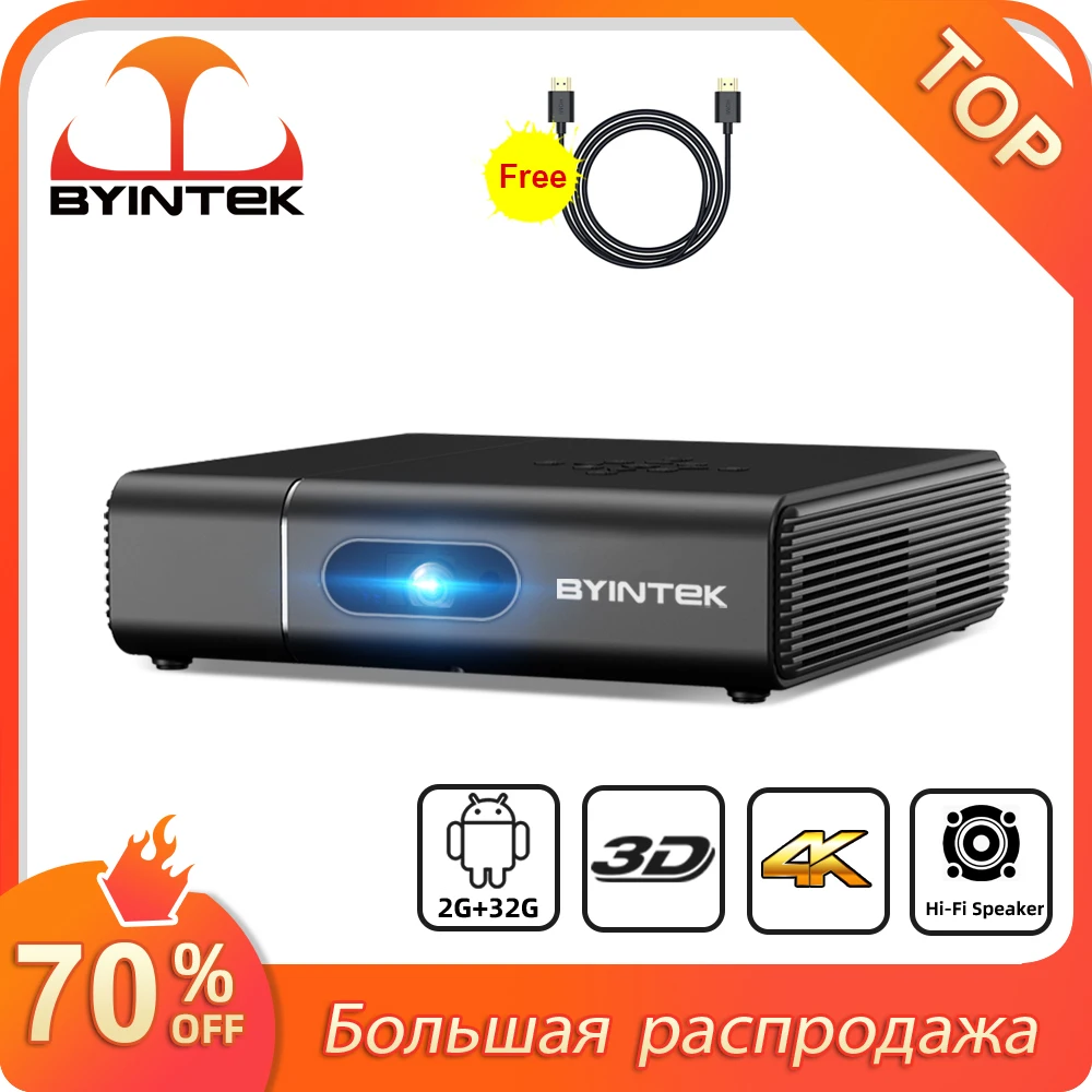 BYINTEK U30 Pro Mini 3D DLP Full HD 1080P 2K 4K Android Smart TV Wifi Портативный Домашний кинотеатр видео LED