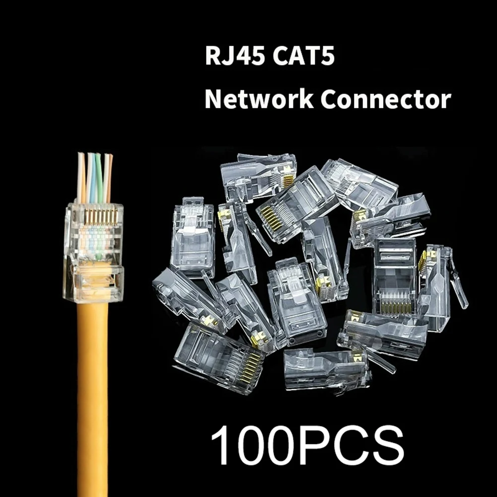 Hot Sale 100Pcs 8P8C RJ45 Plug Adapters Crystal Cable Head Network Modular Connectors