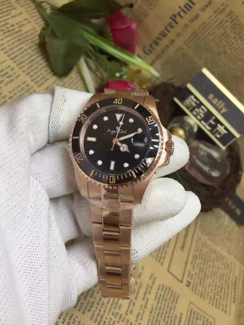 Gold Black Роскошные брендовые новые женские автоматические механические часы Серебристый Черный Розовый Белый Синий керамический ободок из нержавеющей стали сапфировые стекла AAA - Цвет: Gold Black