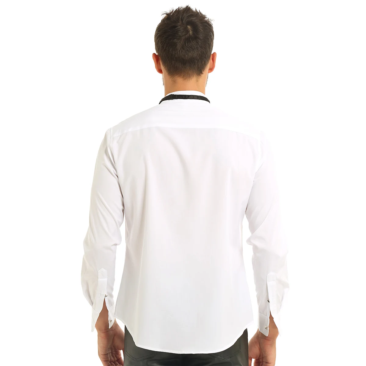 Мужской классический длинный рукав воротник Wingtip Slim Fit сплошной цвет строгий костюм платье рубашки с галстуком-бабочкой для свадьбы формальных вечеринок
