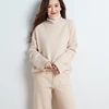 2022 autumn and winter new pure cashmere suit female turtleneck sweater two-piece fashion loose knitted wool wide leg pants ► Photo 3/5