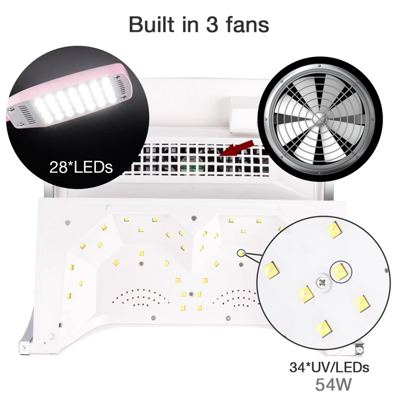 54W Nail Led Uv Lamp Vacuum Cleaner Suction Dust Collector 25000Rpm Drill Machine Pedicure Remover Polisher Tools 4 in 1 Nail Ar