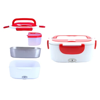 

Portable Electric Heating Lunch Box 110V-220V Stainless Steel Food Warmer Container with Compartments Removable for Home Office
