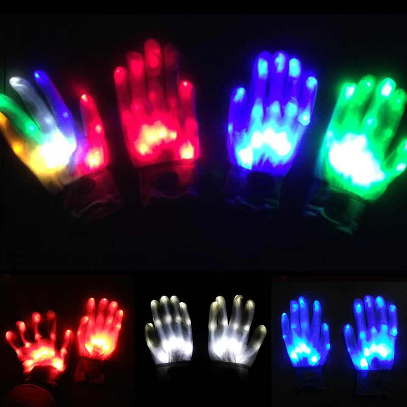 

Flashing Gloves Mittens Finger LED Decor Festival Party 1pc Light Luminous Colorful Holiday Bar Prop Glowing Creative