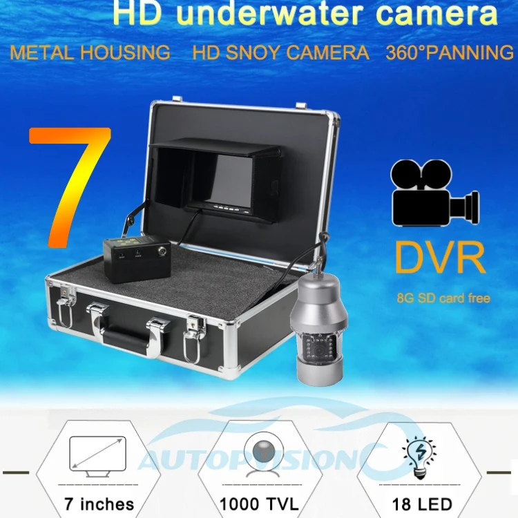 F08 Underwater Dvr Fish Finder Water Fishing Camera 360 Angle 18pcs LED 7inch LCD Monitor Under Water Monitoring Ice Fish Cam