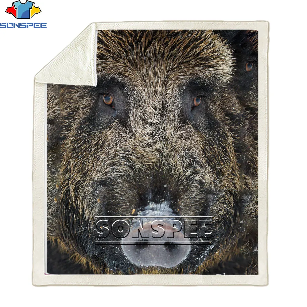 SONSPEE Wild Boar Hunting Blanket Hunt 3D Fully Printable Wearable Fiber Blanket Adult/Children Fleece Blanket Home Accessories new ls013b7dh06 1 33 inch 128x128 lcd display rgb vertical stripe ips for lcd screen display accessories application wearable