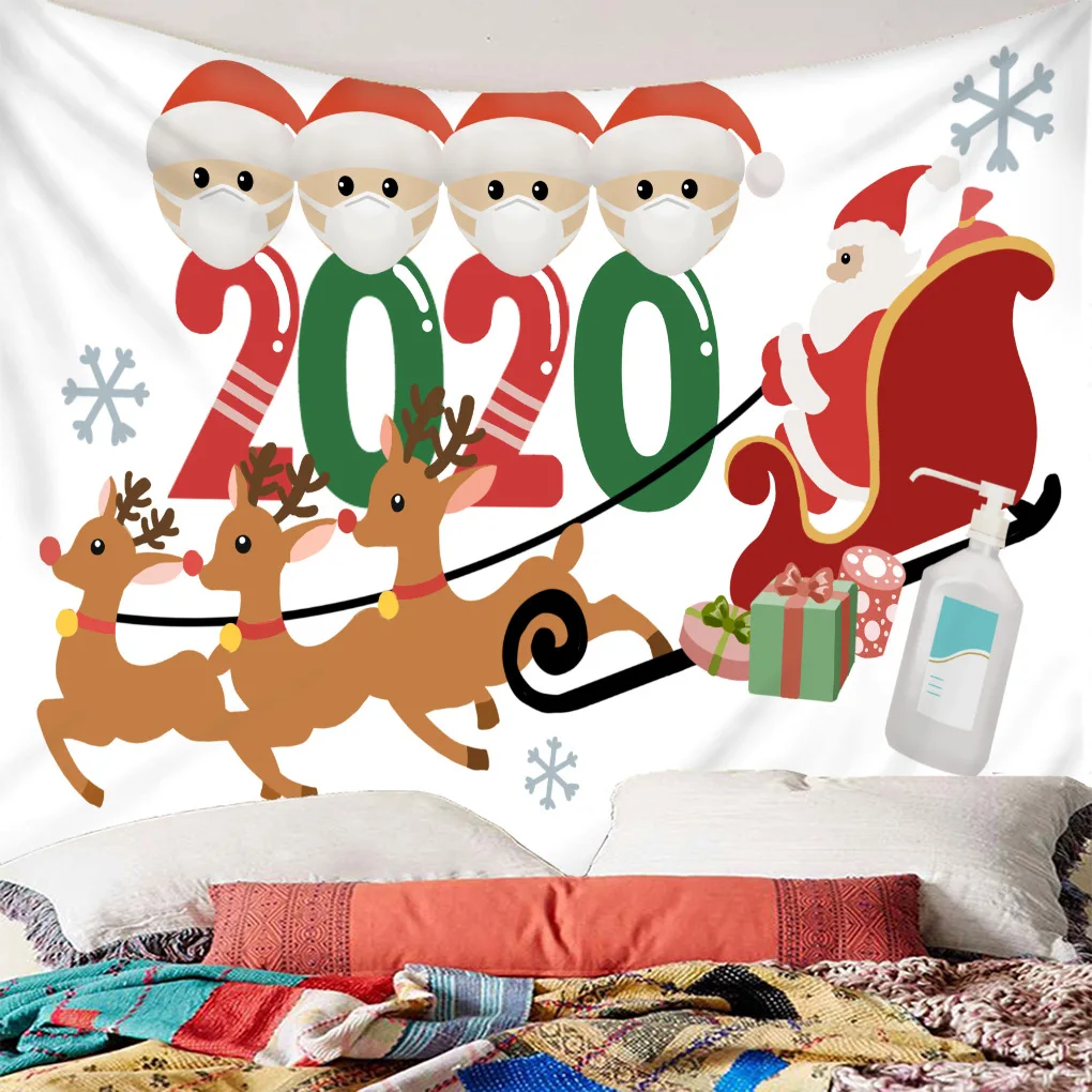 

Christmas Santa Claus PrintsTapestry Wall Hanging Background Home Decor Living Room Throw Rug Blanket Camping Tent Tapestry