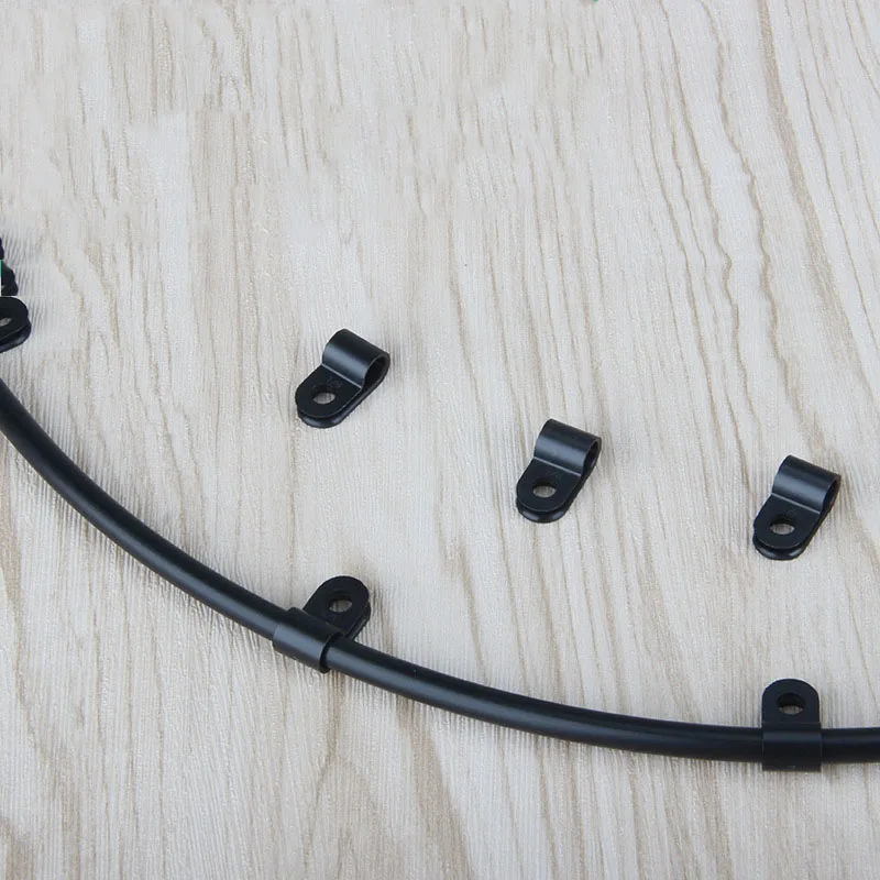 Black Plastic R-type Cable Clamp Organizer Cord Clips for Wire 1/4 inch Water Pipe Management 10Pcs cable organizer cable clip cable clamp