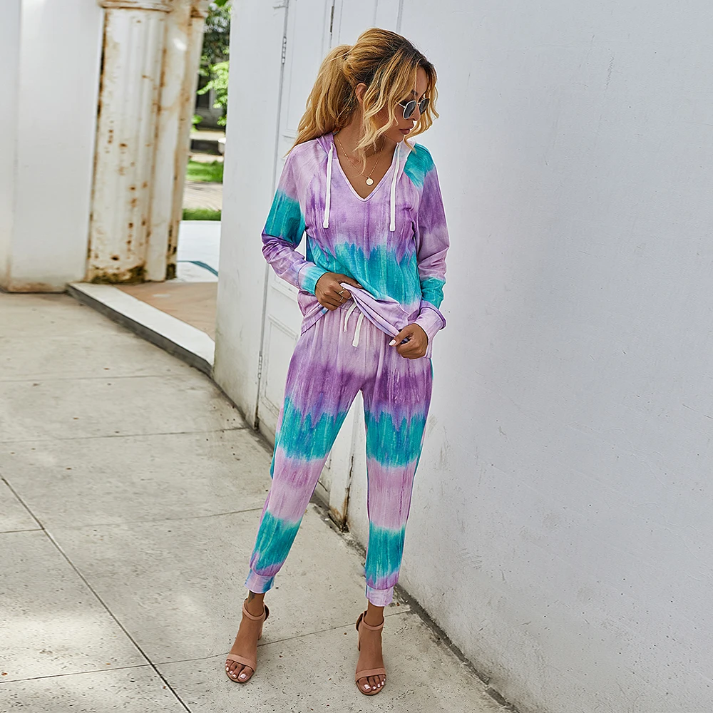 

Women 2020 Autumn Casual Thin Tops Hoodies Sweatshirt Trousers Jogging Femme Two Piece Set Club Outfits Summer