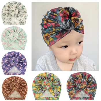 

Kids Headbands Print Cotton Knot Turban Headwear Stretchy Beanie Hat Baby Hair Accessories Baby Hijabs