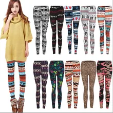 Рождественские Модные Женские Эластичные Обтягивающие эластичные штаны Леггинсы с принтом женские леггинсы с высокой талией для тренировок