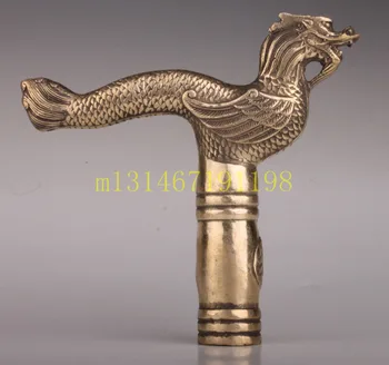 

BRASS DRAGON ANIMAL STATUE BRIGHT YELLOW DRAGON CANE WALKING STICK HEAD COLLECTI