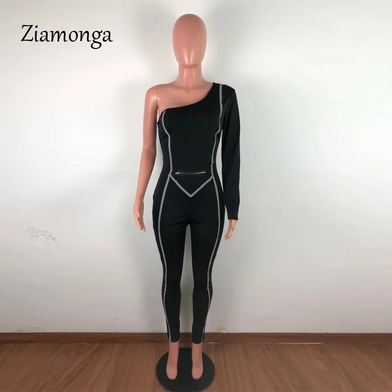 Ziamonga, Женский обтягивающий комбинезон, светоотражающий, в полоску, из кусков, для фитнеса, боди, новинка, женский сексуальный комбинезон для тренировок