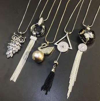 

20 Pcs/lot fashion women luxury simple style winter long alloy Sweater necklace lot jewelry wholesale 200801-124