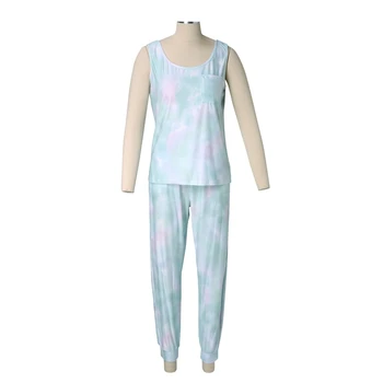 

Fashion Print Sleeveless Tracksuits Lounge Wear Women Casual Two Piece Set Summer Street Tops