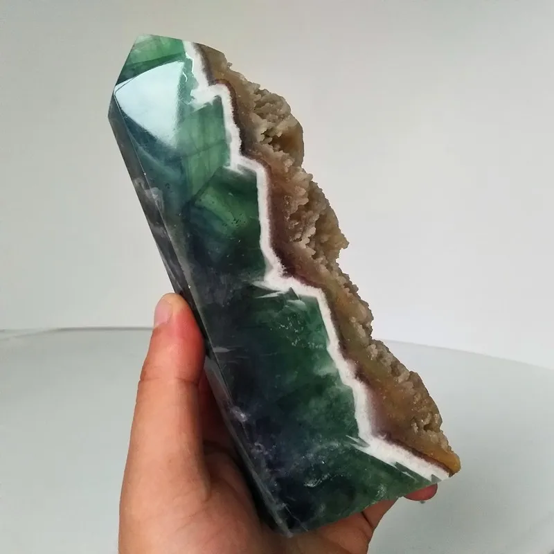 

natural stone green fluorite crystal wand point Feng shui raw gemstone stones healing crystals obelisk