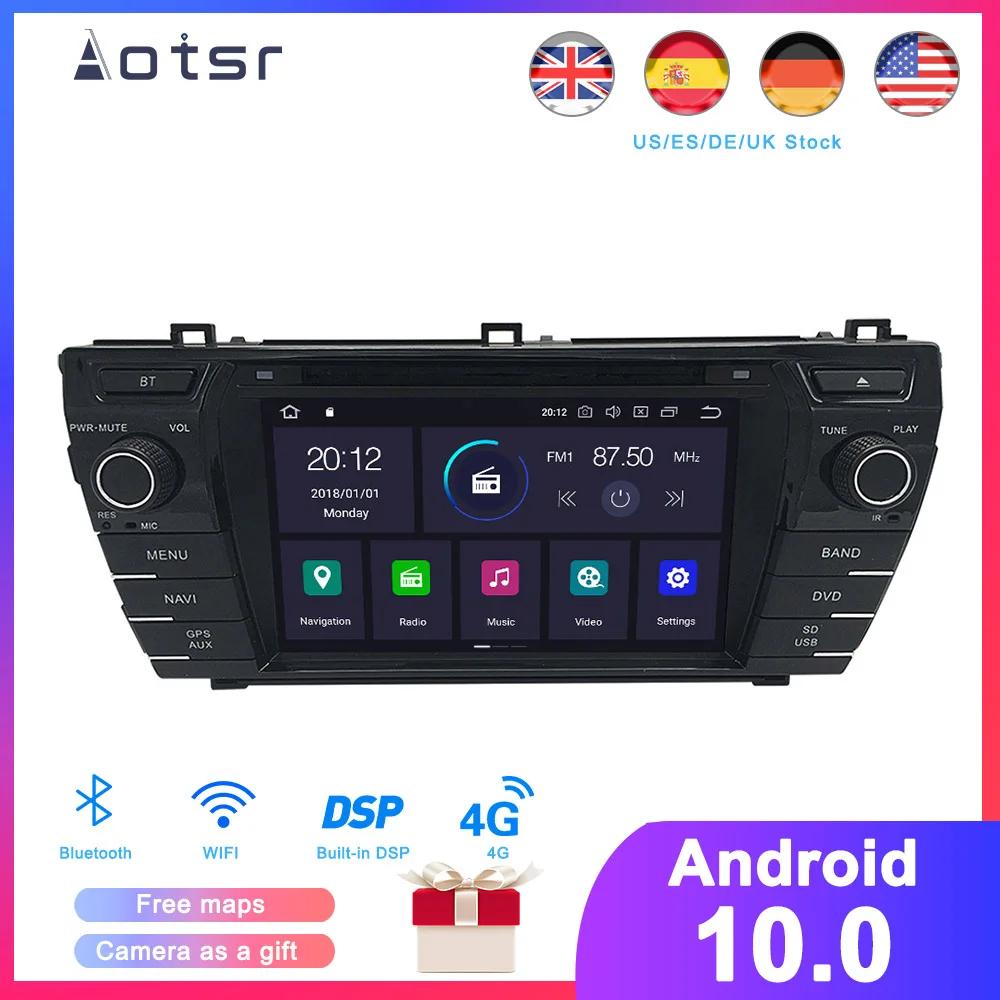 DSP Android 10 Автомобильная фотомагнитола для Toyota Corolla 2013 2016 автомобильное стерео