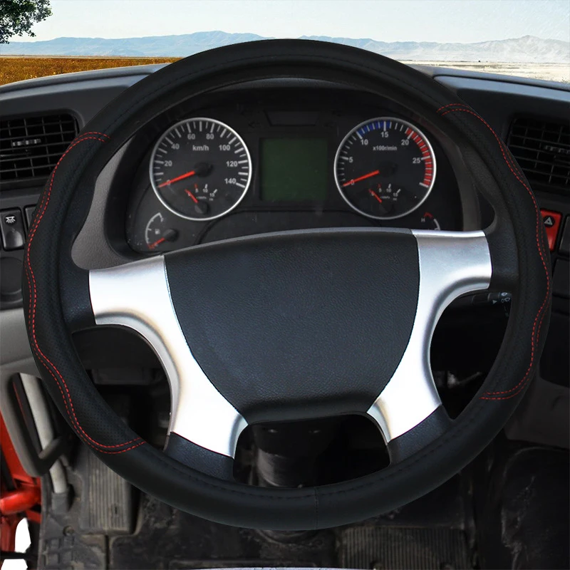 Steering Wheel Cover Car Truck PU Leather Embossed For Auto 36 38 40 42 45 47 50CM 7 Sizes